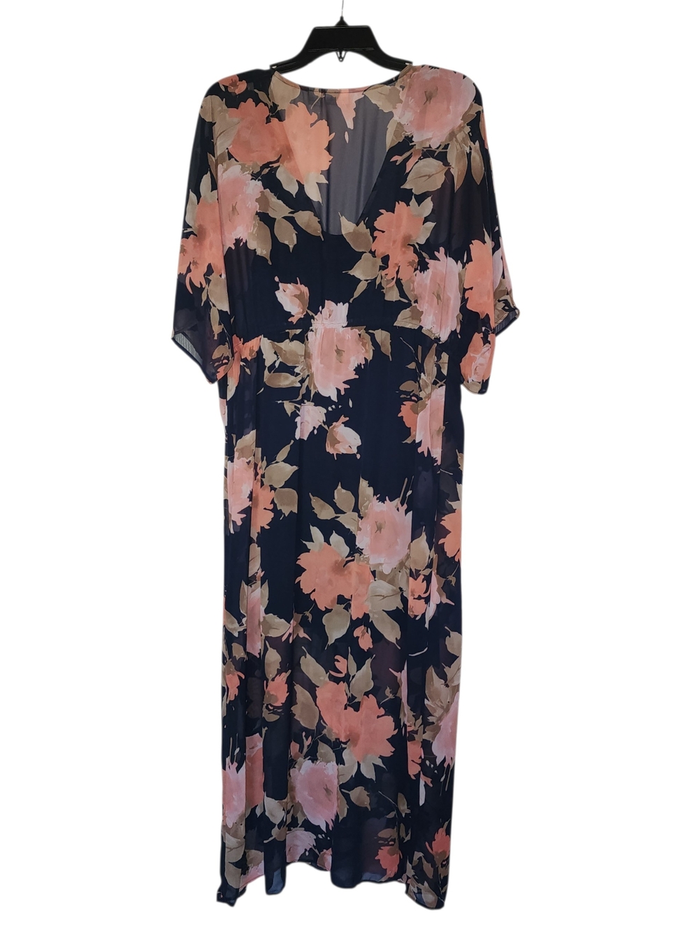 Cato Navy Floral Maxi Dress with Pink Blooms Petite Large